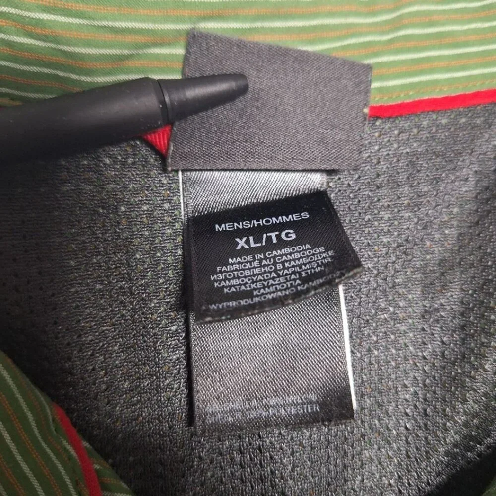 The North‎ Face Button Down Shirt Green Stripes Long Sleeve Mens XL Breathable